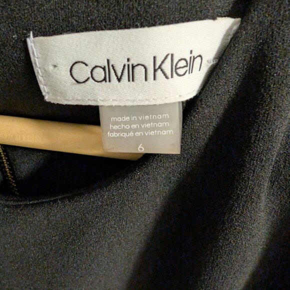 Calvin Klein Black Short-Sleeve Midi Dress w/ Belt & Front Slit - Women’s 6 - Picture 8 of 8